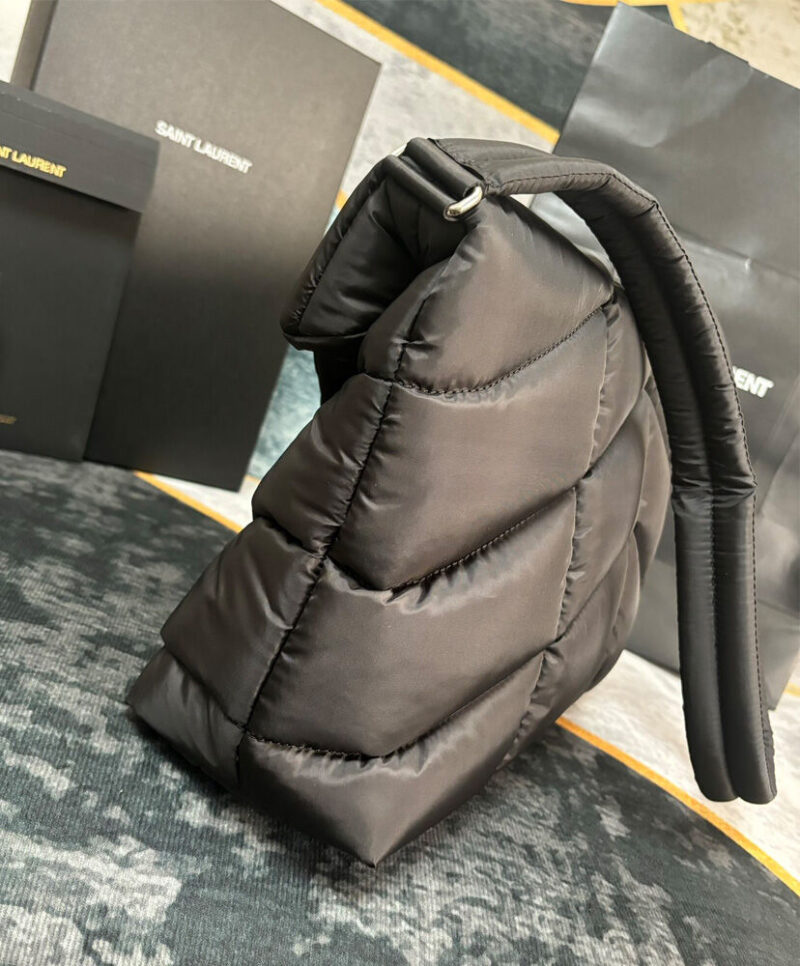 Saint Laurent Puffer Messenger Bag In Econyl Regenerated Nylon Black